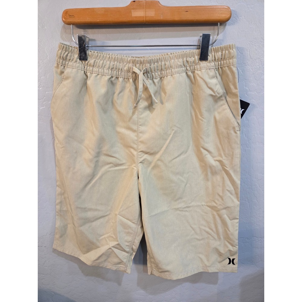 Hurley Boys XL Khaki Tan Elastic Waist Drawstring Walk Shorts NWT